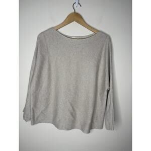 J Jill Sweater Womens Petite M Beige Knit Lagenlook Boxy Tie Back Boat Neck